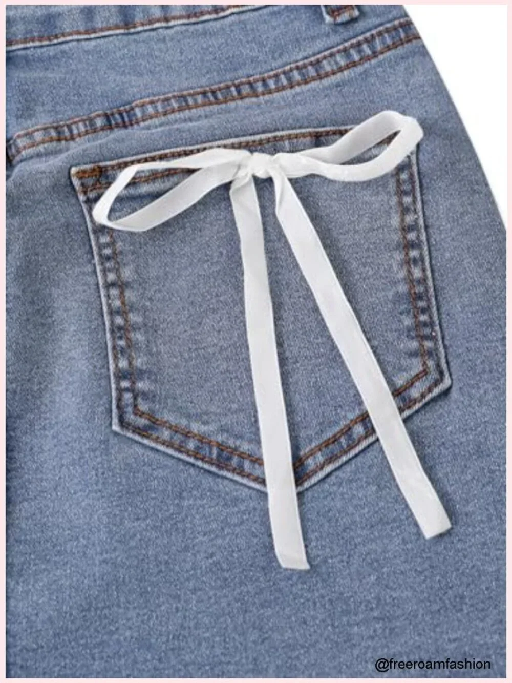 Bow Back Denim Mini Skirt Bodycon Jean Skirt Low Waisted Slight Stretch